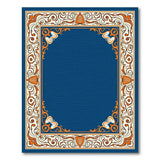 Ornate Navy Blue Floral Frame Area Rug