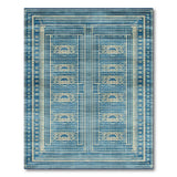 Blue Teal Heritage Tribal Area Rug