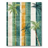 ODIKA Tropical Palm Tree Striped Machine Washable Area Rug - Low Pile Non-Slip Pet Friendly