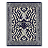 Navy Blue Zebra Geometric Area Rug
