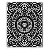 Intricate Black White Mandala Black and White Area Rug