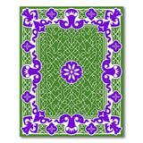 Green Knotwork Area Rug with Purple Floral Borders