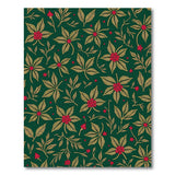 Emerald Green Gold Leaf Red Berry Floral Rug