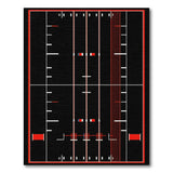 Red Border Soccer Court Geometric Area Rug