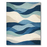 Coastal Blue Teal Wave Area Rug