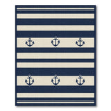 Navy Anchor Stripe Coastal Area Rug