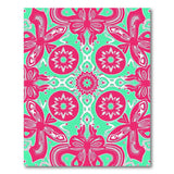Vibrant Pink Hibiscus Teal Floral Area Rug