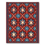 Red Blue Starburst Traditional Persian Rug