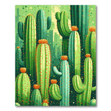 Vibrant Green Cactus Cityscape Area Rug