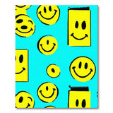 Playful Yellow Smiley Faces Teal Area Rug