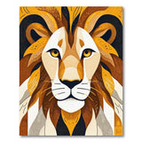 Golden Lion Face Geometric Area Rug