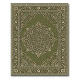 Green Traditional Persian Floral Medallion Area Rug