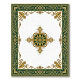 Ornate Green and Gold Floral Medallion Area Rug