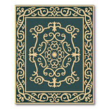 Ornate Teal Persian Area Rug with Gold Filigree