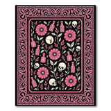 Witchy Pink Floral Skulls Potions Area Rug