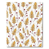 Golden Feathers Red Berries Boho Area Rug