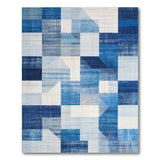 Blue and Teal Geometric Modern Modern Blue Geometric Abstract Area Rug
