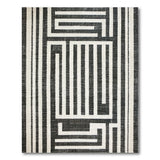 Bold Maze Labyrinth Black White Geometric Rug
