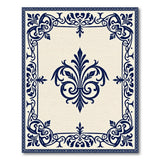 Navy Ornate Fleur-de-Lis Beige Area Rug