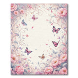 Washable Whimsical Pastel Floral Butterfly Low Pile Area Rug