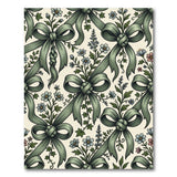 Vintage Green Ribbon Bows Wildflower Rug