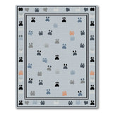 Whimsical Multi-Color Paw Print Light Blue Area Rug
