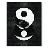 Distressed Yin-Yang Black White Area Rug