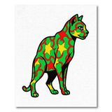 Vibrant Green Cat Pattern Area Rug