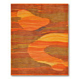 Vibrant Orange Wavy Stripe Abstract Area Rug