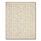 Geometric Modern Beige and Neutral Beige Labyrinth Maze Geometric Area Rug