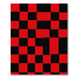 ODIKA Modern Red and Black Checkered Washable Area Rug, Low Pile Non-Slip Abstract Carpet