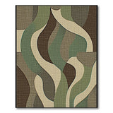 Green Abstract Wavy Green Area Rug