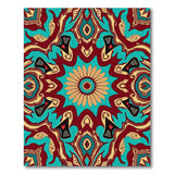 Teal Maroon Sunflower Tribal Mandala Area Rug