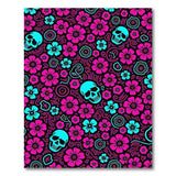 Vibrant Pink Teal Floral Skull Area Rug