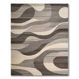 Grey Modern Abstract Grey Wave Area Rug