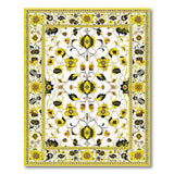 Yellow Sunflower Floral Area Rug with Gold Border