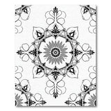 Traditional Persian Intricate Black White Mandala Persian Rug