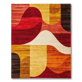 Vibrant Geometric Abstract Area Rug in Red Orange