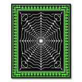 Spider Web Area Rug with Neon Green Border