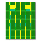 Vibrant Green Grid Area Rug with Yellow Teal Blocks