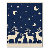 Navy Deer Family Starry Night Silhouette Area Rug