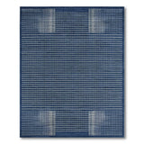 Navy Blue Geometric Stripe Area Rug