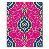 Vibrant Pink Blue Persian Motif Area Rug