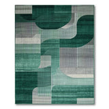 Geometric Modern Green Emerald Green Abstract Geometric Area Rug
