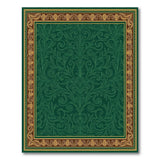 Ornate Emerald Green Vine Leaf Area Rug