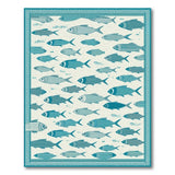 Blue and Teal Teal Fish School Coastal Area Rug