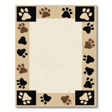 ODIKA Washable Paw Print Area Rug - Non-Slip Low Pile Pet & Kid Friendly Rug