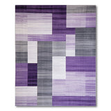 Geometric Modern Purple Gray Geometric Block Area Rug