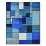 Blue and Teal Blue Geometric Abstract Area Rug