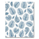 Navy Blue Feather Leaf Pattern Area Rug